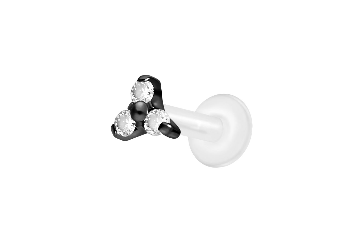 PTFE Labret Piercing mit Innengewinde + Titan-Aufsatz KRISTALLBLUME